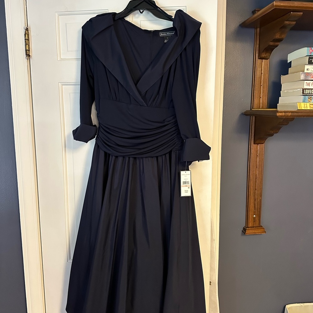 Jessica Howard Dark Blue Long Sleeve Dress